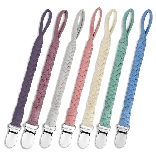Vista 10 de 7 piezas de clip para chupete trenzado, clips para chupete para niños y niñas bebés, clip para sostener chupete Binky Clips
