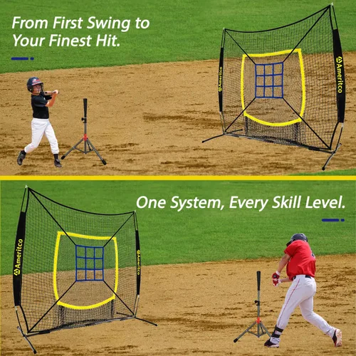 Vista 8 de Baseball Net，7x7ft Baseball Practice Net with Tee and Target, Large Pocket Sports net for Hitting/Batting/Pitching/Throwing,Scratch Resistant Base