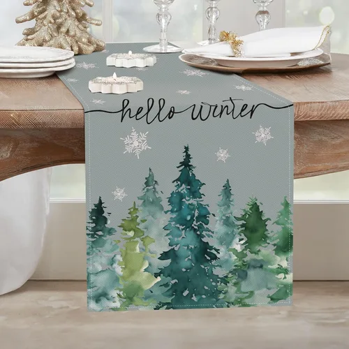 Vista 7 de Bonhause Camino de mesa con copos de nieve de invierno 13x72 pulgadas plateado y dorado, decoración de Navidad, invierno, vacaciones, cocina
