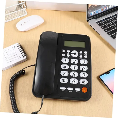 Vista 3 de Uonlytech Teléfono de oficina con cable con pantalla de identificación de llamada, estable y confiable para el hogar, funciones de rechazo y reenvío