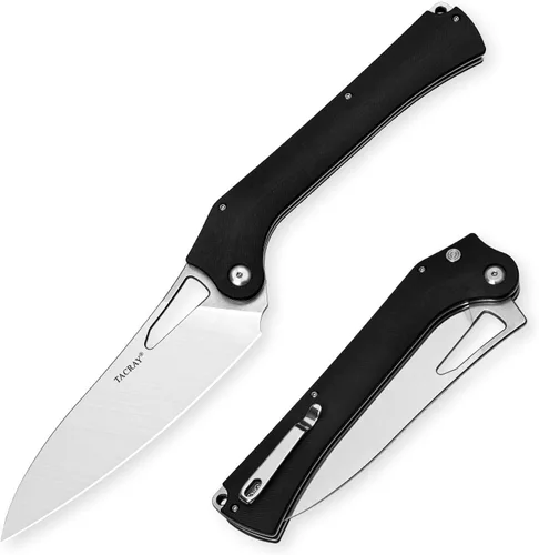 Vista 10 de TACRAY Navaja de Cocina Plegable, Cuchillo de Chef de 4.4" Plegable para Acampada con Cuchilla de Acero Inoxidable 10cr15mov, Mango de G10