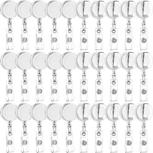 Vista 8 de Zonon 3 clips retráctiles para tarjetas de identificación con clip de cinturón de metal para colgar tarjetas, llaveros, soportes para tarjetas