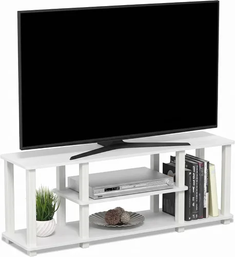 Vista 18 de Furinno TURN-S-TUBE - Soporte de TV de 3 niveles sin herramientas, roble Roble Francés/Negro