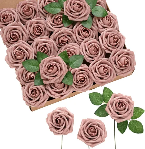 Vista 45 de Ling's Moment - Rosas artificiales de espuma, color negro, de aspecto realista con tallo, para bricolaje, decoración de Halloween, ramos de boda