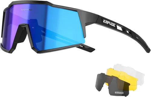Vista 10 de KAPVOE Gafas polarizadas con 1 lente o 4 lentes de protección UV para mujeres y hombres, gafas de sol para ciclismo, marco TR90, para deportes