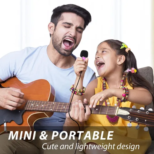 Vista 7 de Mini micrófono pequeño de 4 piezas para grabar voz y canto en iPhone, teléfonos Android o tableta, metal, con cable de 44.5 in, entrada de 0.138 in