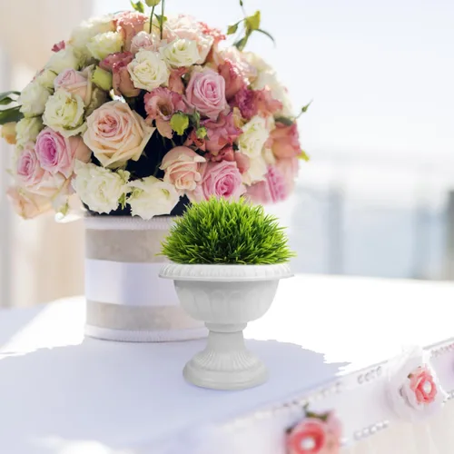 Vista 4 de Cabilock 4 mini macetas romanas decorativas de plástico para bodas, carreteras, pasillos, jardín, patio, uso doméstico, contenedores de plantas