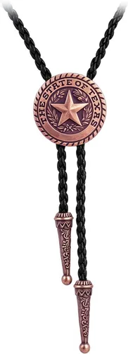 Vista 14 de BRBAM - Corbata de cuero estilo retro con diseño de vaquero occidental y estrella solitaria para hombre Estilo 3 - Bronce