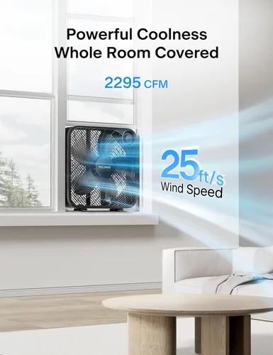 Vista 2 de PELONIS Ventilador de caja de 3 velocidades de 20 pulgadas para dormitorio Negro