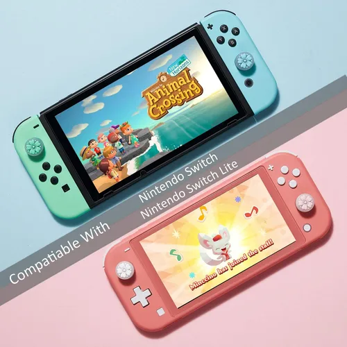 Vista 5 de ZONSK - Tapas transparentes para Nintendo Switch & Lite, color rojo y amarillo