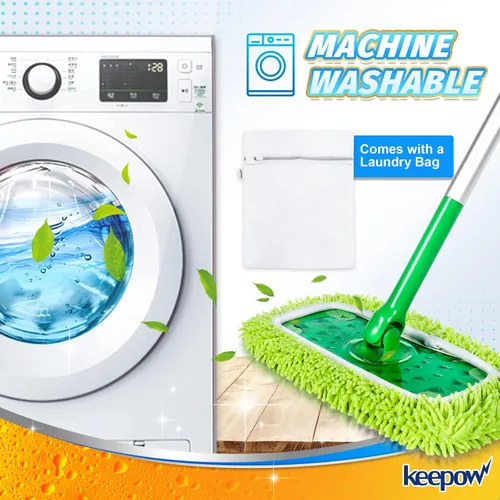 Vista 8 de KEEPOW - Juego de 2 almohadillas de microfibra de felpilla reutilizables compatibles con Swiffer Sweeper Paños de barrido secos lavables