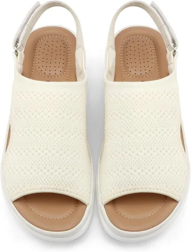 Vista 7 de mysoft Sandalias cómodas para caminar con amortiguación de aire para mujer, zapatos de plataforma de punto transpirable