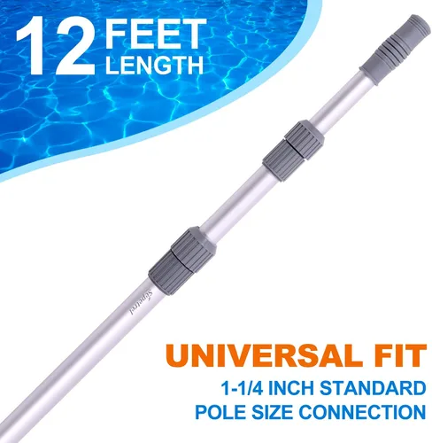 Vista 4 de Sepetrel Poste de piscina – Postes telescópicos profesionales de limpieza de piscina de 12 pies, poste telescópico ajustable, para red