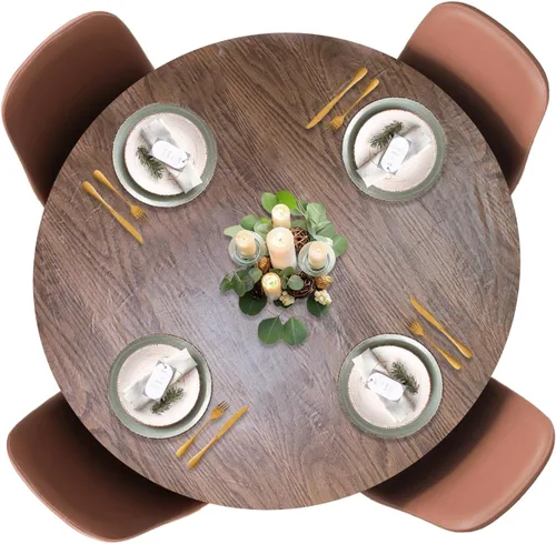 Vista 16 de LAMINET Mantel elástico ajustable para mesa, medallón grande, redondo, se adapta a mesas de hasta 45 a 56 pulgadas de diámetro Medallion