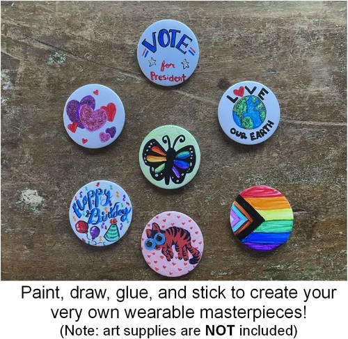 Vista 5 de Botón pinback blanco liso para manualidades DIY - BRILLANTE
