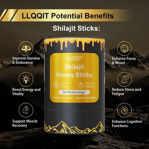 Vista 3 de Pure of Himalayan of Shilajit de palitos de miel con orgánico y azafrán, más de 85 minerales traza, 75% más de ácido fúlvico, 30