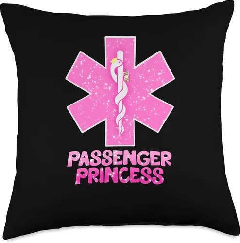 Vista 5 de The Funny Medic Co. EMS EMT - Almohada paramédica con diseño de princesa y estrella de la vida, 16 x 16 pulgadas, multicolor