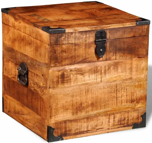 Vista 4 de Cofre de almacenamiento cúbico,Caja de herramientas de madera,Cofre del tesoro grande, Caja de herramientas de madera,Puramente hecho a mano,Madera