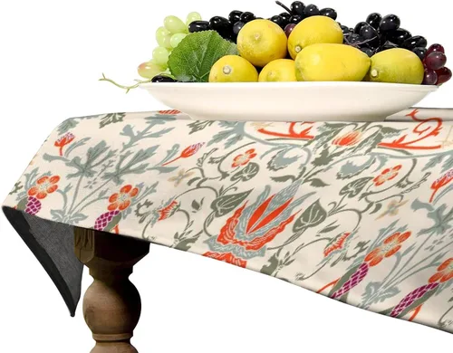 Vista 37 de Mantel Floral Retro de Pájaros, Diseño Original Bohemio William Morris Estampado Cubierta de Mesa para Hogar Picnic Fiesta Comedor Cocina William