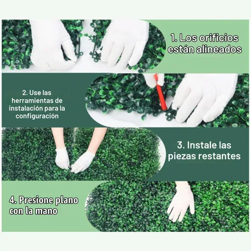 Vista 5 de 20"x20" 24 paneles artificiales de boj del seto resistentes Verde