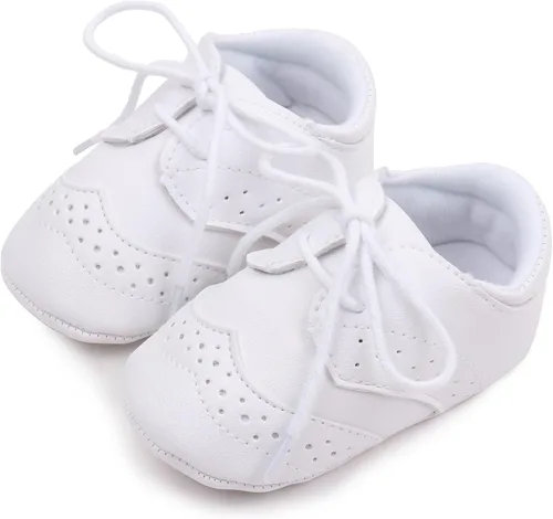 Vista 3 de Zapatos de bebé para niños y niñas, suela suave, antideslizante, de piel sintética, para bautizo, zapatos de bautizo, zapatos de cuna para recién