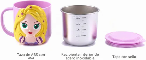 Vista 2 de Disney 3D Minnie Pink - Vaso aislado de acero inoxidable duradero con tapa, 8.5 fl oz