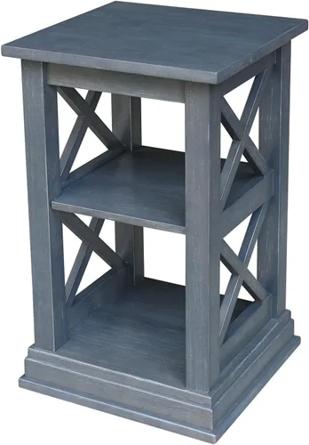 Vista 13 de IC International Concepts Hampton - Mesa decorativa de madera maciza con estantes, color negro