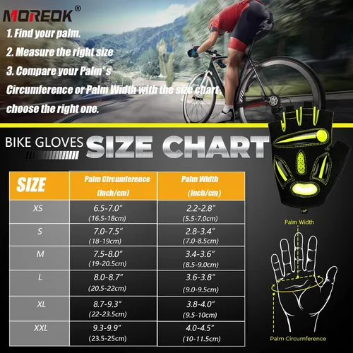 Vista 7 de MOREOK Guantes de ciclismo para hombresmujeres-almohadilla de gel de 0.197 in guantes de ciclismo de medio dedo bicicleta de carretera MTB guantes