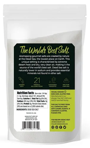 Vista 7 de Aromasong Sal marina 100% natural de grano grueso, 2.43 libras con sal marina de grano fino, 2.43 libras del mar muerto, sin refinar, sin gluten