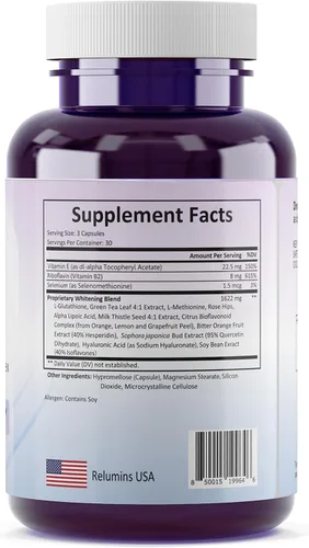Vista 8 de Suero de blanqueamiento Relumins Advance White con complejo de glutatión, fórmula dermatológica 15× con nutrientes de la piel avanzados de 0.058