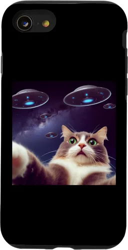 Vista 13 de Funda clásica para iPhone 15 con diseño de gato alienígena