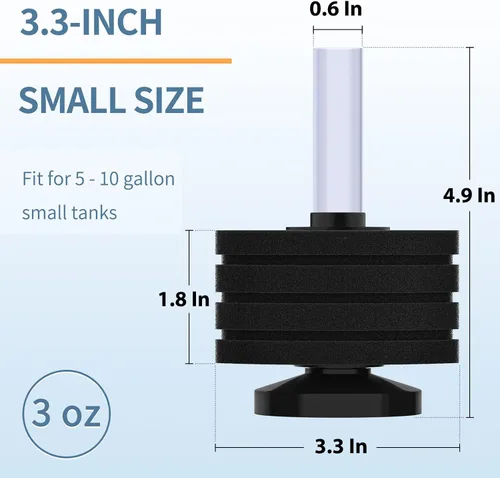 Vista 3 de Pawfly Filtro de Esponja de Esquina Nano Silencioso Betta Fry Camarones y Peces Pequeños Filtro de Espuma Biológica para Acuarios Pequeños y Tanques