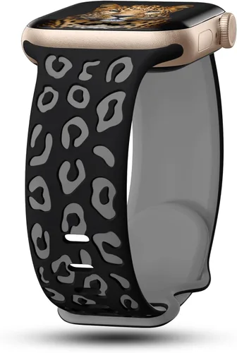 Vista 16 de CreateGreat Correas de leopardo grabadas compatibles con Apple Watch Band de 1.575 in 1.614 in 1.496 in 1.654 in 1.732 in 1.772 in 1.811 in 1.929 in