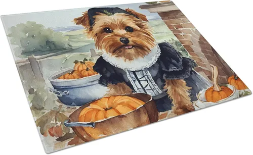 Vista 13 de Caroline's Treasures DAC1720LCB Affenpinscher - Tabla de cortar de vidrio con calabazas para cocina de otoño, grande, decorativa, de vidrio