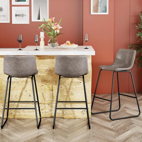 Vista 42 de YaFiti - Juego de 2 sillas de comedor de 18 pulgadas, sillas modernas tapizadas para comedor con cojines de piel sintética y patas de metal, silla