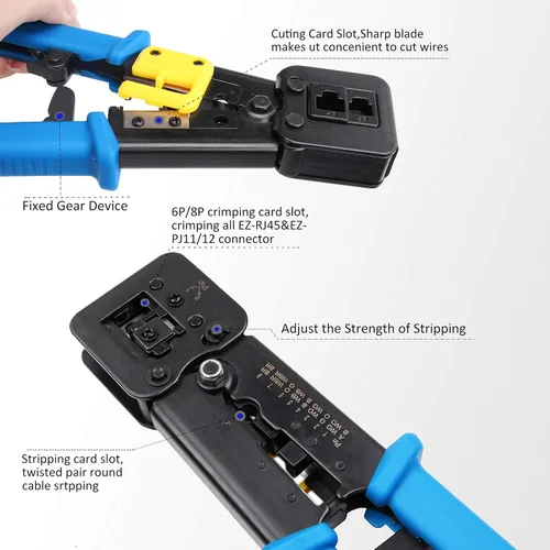 Vista 4 de Herramienta de crimpado de paso, herramienta de crimpado Yangoutool RJ45 y crimpadora de paso para conector RJ45/RJ12 de paso regular y final