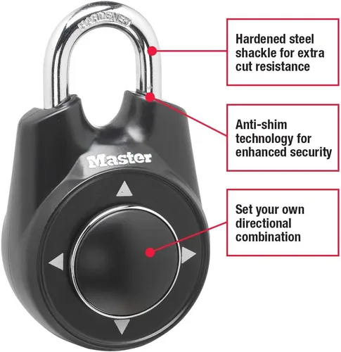 Vista 2 de Master Lock 1500iD Establece Tu Propio Candado de Combinación Direccional, Negro
