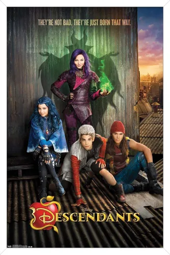 Vista 13 de Disney Descendants - Póster de pared de Key Art, 22.4 pulgadas de largo x 14.7 pulgadas de ancho, versión enmarcada de madera de granero