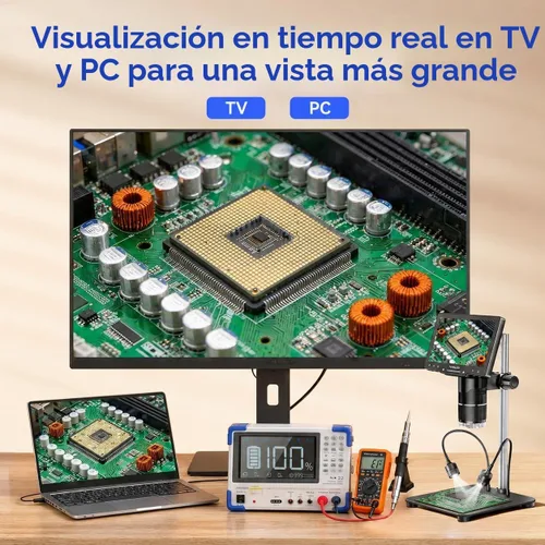 Vista 8 de TOMLOV TriL107 Microscopio digital de 3 lentes: Lupa de microscopio de monedas HDMI de 7 "2500X 2K para visión completa de monedas con pantalla IPS