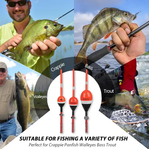 Vista 6 de THKFISH Flotadores de pesca y bobbers flotadores de madera de balsa, bobbers de resorte con bobbers ovalados para peces de panfish crappie, Walleyes