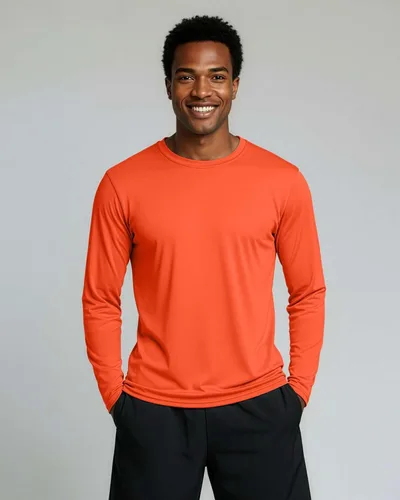Vista 26 de Real Essentials Paquete de 4 unidades: camiseta de manga larga para hombre Dry Fit, disipa la humedad, protección solar FPU 50+ contra rayos