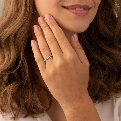 Vista 2 de Peora Tiara apilable de 5 piedras para mujer, plata de ley 925, piedras natales de piedras preciosas naturales, 0.075in de ancho, tallas 5 a 9