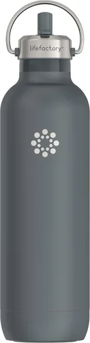 Vista 13 de Lifefactory Botella deportiva aislada al vacío de acero inoxidable con tapa de pajita, 24 onzas, carbono