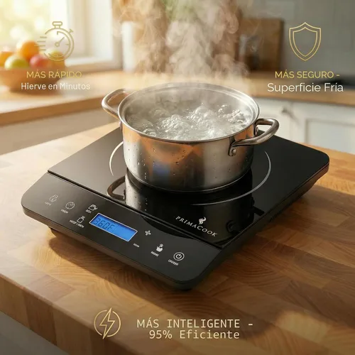 Vista 9 de Placa de Inducción Portátil - Placa Caliente de Inducción de Quemador Único - Calentamiento Seguro y Rápido para Cocina Gourmet - Diseño Elegante