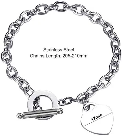 Vista 2 de CHUU YUNG Elegent - Pulsera de acero inoxidable con dije de corazón con cierre de palanca, chapado en oro y plata, cierre de OT, pulsera de cadena