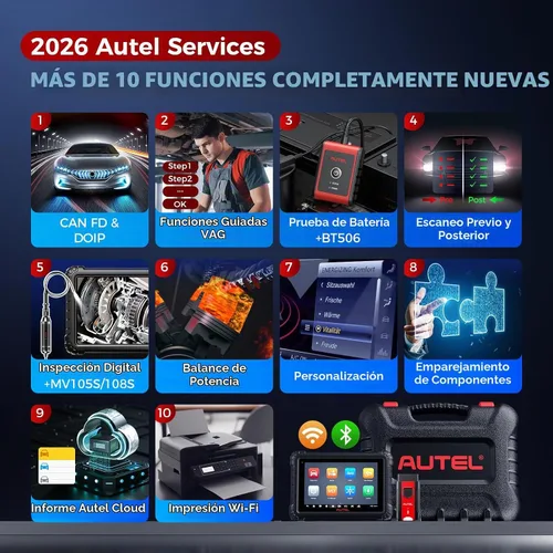 Vista 8 de Autel Escáner bidireccional MS906 MAX: MS906MAX 2026 Actualizado de MS906 Pro MP900BT con ECU C0ding, DoIP, CANFD, FCA SGW AutAuth, escaneo de todo