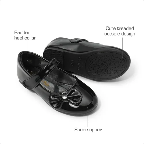 Vista 3 de DREAM PAIRS Zapatos de vestir Mary Jane para niñas pequeñas, uniformes escolares para niñas, zapatos de bailarina con lazo