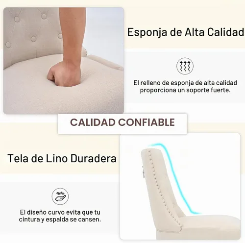Vista 5 de Juego de 2 sillas de comedor modernas con respaldo, color beige