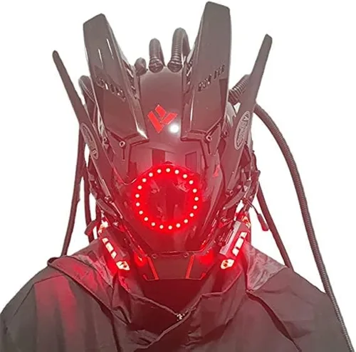 Vista 5 de Inossa Techwear - Casco de cosplay para hombre, máscara futurista de Halloween, ajuste para fiesta, festival de música, accesorios