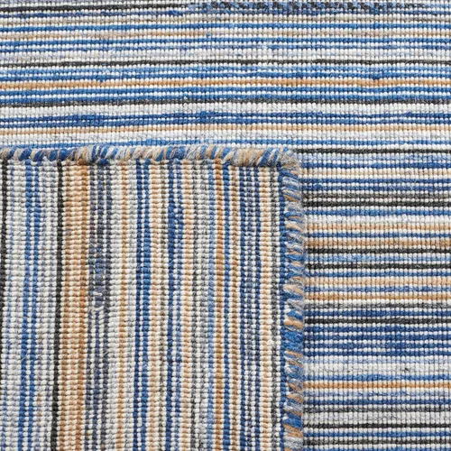 Vista 3 de SAFAVIEH Kilim Collection - Alfombra de pasillo de 2 pies 3 pulgadas x 9 pies, azul y amarillo, hecha a mano con rayas bohemias, ideal para zonas